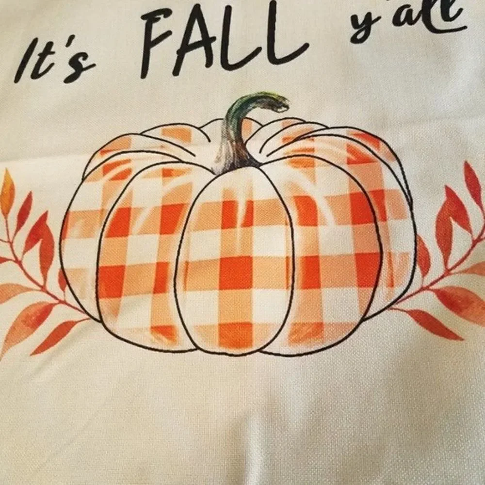 It's Fall Y'all Accent Throw Pillow Cover Case Pumpkin Orange 17